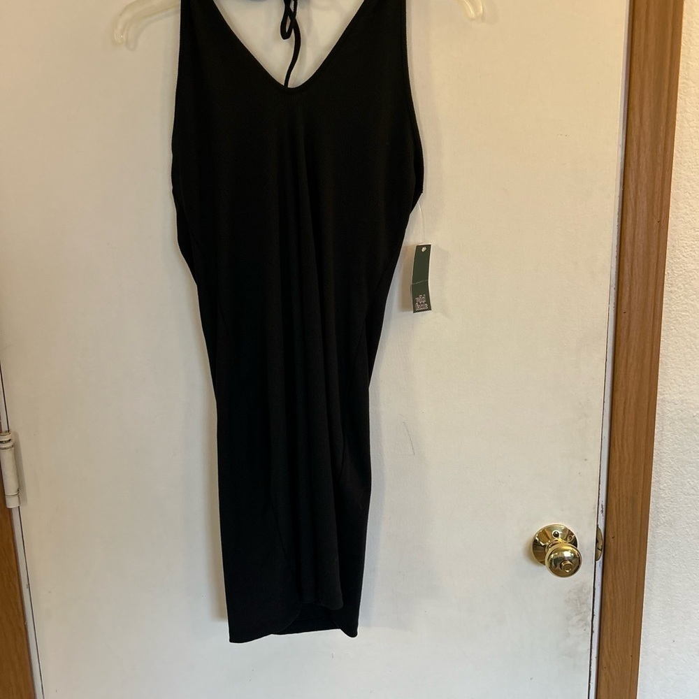 NWT wild fable, large black ribbed halter dress